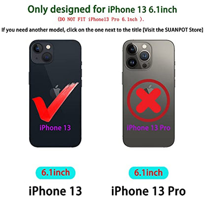 SUANPOT for iPhone 13（Non 13Pro） 6.1 inch 5G with RFID Blocking Wallet case Credit Card Holder,Flip Book PU Leather Phone case Shockproof Cover Cellphone Women Men for Apple 13 case Wallet Black - color: Dark Black Color