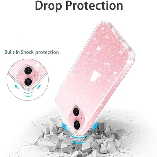 JJGoo Compatible with iPhone 15 Case Glitter, Clear Transparent Soft TPU Sparkle Anti-Scratch Shockproof Protective Phone Bumper, Women Girls Slim Bling Sparkly Phone Case - color: Clear, size: for iPhone 15