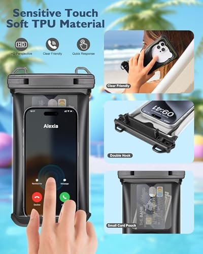 Waterproof Phone Pouch Floating, Up to 7.5",Front Clear + Back Bear - color: Black, size: Up to 7.5"