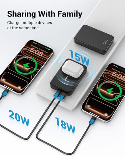Magnetic Portable Charger for Magsafe Power Bank, 26800mAh 20W PD Large Capacity Aluminum Alloy USB-C in&Out Wireless Fast Charging Battery Pack for iPhone 17Pro Max/16/15/14/13/12 Series, Black - color: Black