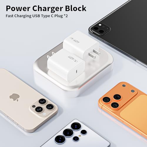 [Apple MFi Certified]Apple iPhone 17e 16 15 Charger Block,2Pack 40-60W USB C Charging Plug Power Adapter USB C Block Quick Charging for iPhone 17 Air/17 Pro Max/16e/16 Pro/15 Pro Max/14/13/12/11/iPad