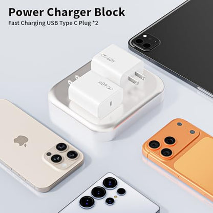 [Apple MFi Certified]Apple iPhone 17e 16 15 Charger Block,2Pack 40-60W USB C Charging Plug Power Adapter USB C Block Quick Charging for iPhone 17 Air/17 Pro Max/16e/16 Pro/15 Pro Max/14/13/12/11/iPad
