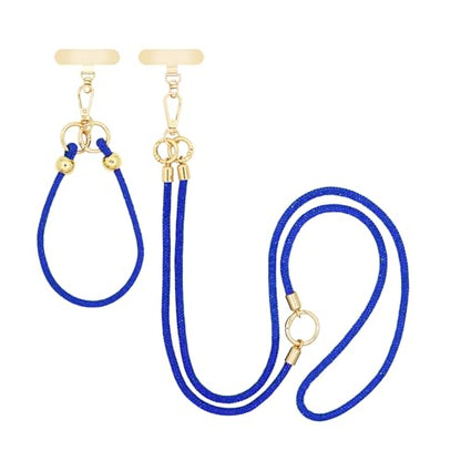 ABJFJE Crystal Phone Lanyard Crossbody & Wrist Strap Phone Strap Crossbody & Wrist Lanyard Anti Theft Phone Strap for Women - color: Ryalblue Crystal