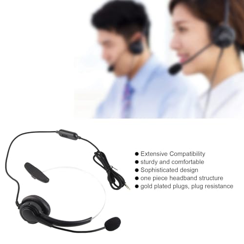 Wired Trucker Headsets, Mono Headset with Noise C Phone, 3.5mm Call Center Headset for Cellphone Laptop, Volume Control for Clear Calls, Comable Earph for Hours Use
