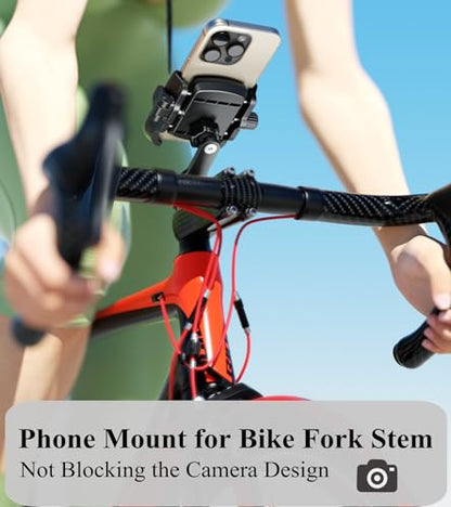 BRCOVAN Bike Fork Stem Phone Mount Holder [Camera Friendly] [1s Locking]