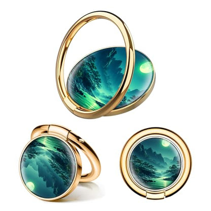 Cell Phone Ring Holder, Cute Phone Ring Grip Stand, 360°Rotation Funny Metal Kickstand Finger Grip Moon Mountain - color: Moon Mountain