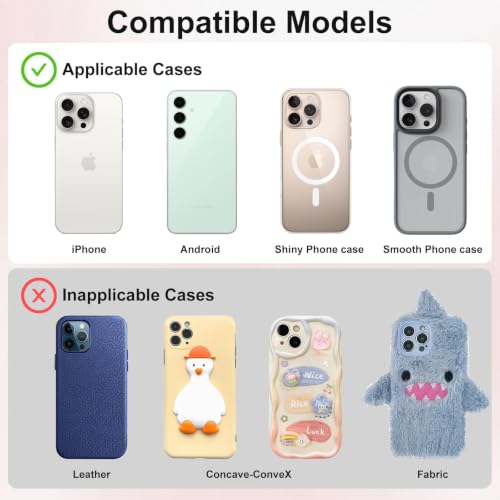 Yojaro Silicone Suction Cup Phone Case Mount Double Sided, Phone Accessories Hands-Free Strong Grip Holder for Selfies and Videos, Silicon Phone Stand for iPhone and Android White - color: White