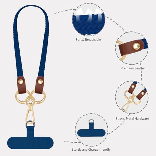 Hovmwey Stretchy Phone Lanyard Tether, 2 Pack Phone Leash Anti-theft Phone Strap for Anti-drop Outdoor Hiking Cycling Climbing Universal for Most Cell Phones, Atlantic Blue - color: Atlantic Blue