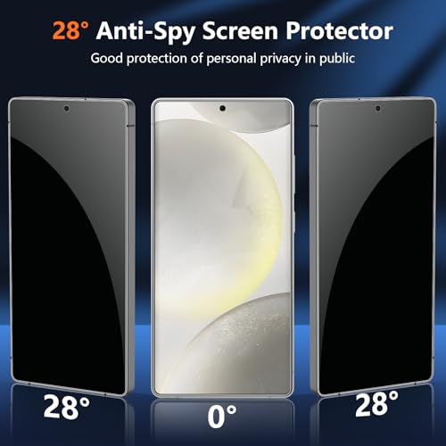 [2 Pack] Privacy Screen Protector for Samsung Galaxy S24, Ultrasonic Fingerprint Support, Auto-Alignment Frame, Easiest to Installation, Scratch-Resistant, Bubble-Free - size: Galaxy S24