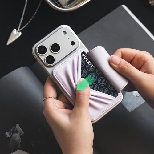 VULKIT Credit Card Holder for Phone case, Slim Adhesive Phone Wallet Stick On for Men & Women, Compatible with Most Cell Phones, Soft Lilac - color: Soft Lilac