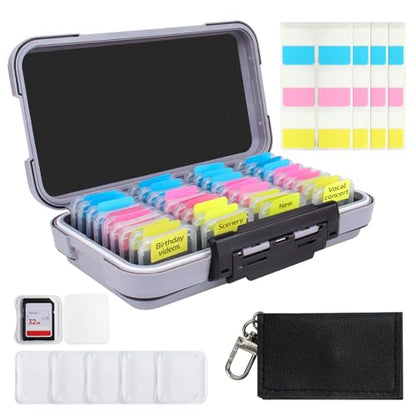 36-Slot SD Card Holder, Memory Card Case with ABS Shell for Camera - color: Light Black