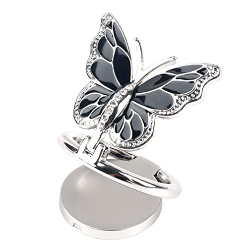 Phone Ring Holder Finger Kickstand, Bling Metal Cute Butterfly Cell Phone Ring Stand Grip Turns 360° Rotation Adjustable Sparkle Phone Grip Compatible with iPhone, Samsung, All Smartphone - color: Black