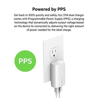 Belkin 37W USB C and USB A Charger Block, PPS Fast Charging - style: Dual USB-C & A Port
