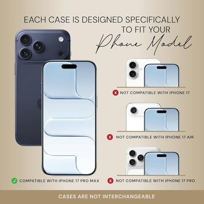 Bandolier Mila Leather Crossbody MagSafe Case iPhone 17 Pro Max - Black/P | Crossbody leather phone case. Built-in card-holder. Adjustable & removable strap. MagSafe Design. Phone drop protection. - color: Black/Pewter, size: Iphone 17 Pro Max