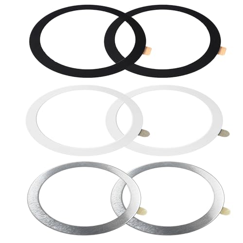TENOC Universal Metal Ring Sticker, Black+Silver+White, 6Pcs | Compatible with iPhone/Samsung, Magnetic Phone Charger/Mount/Holder Conversion - color: Black&Silver&White