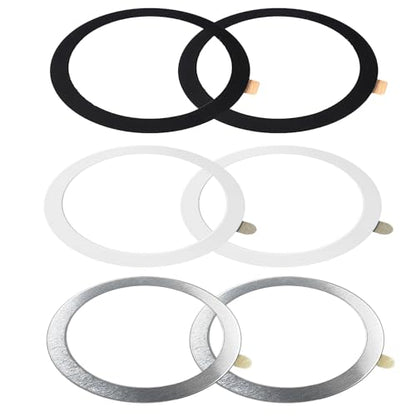 TENOC Universal Metal Ring Sticker, Black+Silver+White, 6Pcs | Compatible with iPhone/Samsung, Magnetic Phone Charger/Mount/Holder Conversion - color: Black&Silver&White
