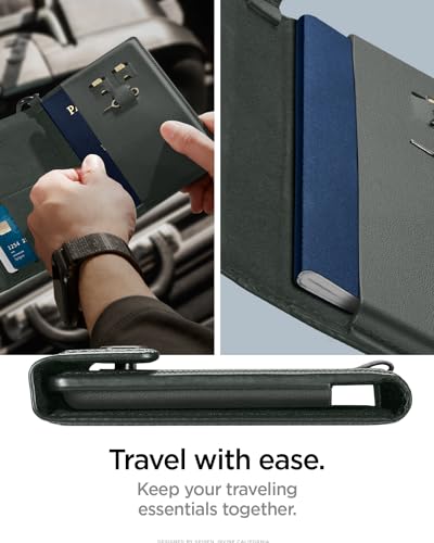 Spigen Life Passport Card Cover Holder, RFID Blocking | Travel Document Organizer, SIM Card Pin Included - Black - color: Military Green