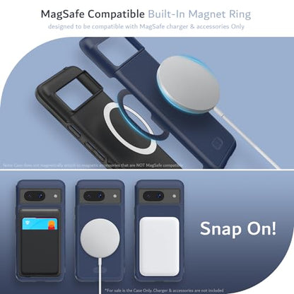 TUDIA MergeGrip [Magsafe Compatible] Designed for Google Pixel 8 Case (2023) - Dual Layer [Military Grade] Shockproof Slim Rugged Tough Heavy Duty Phone Cases - Indigo Blue - color: Indigo Blue, size: Magnetic Pixel 8