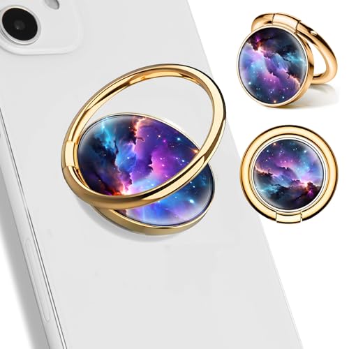 Cell Phone Ring Holder, Cute Phone Ring Grip Stand, 360°Rotation Funny Metal Kickstand Finger Grip Luxury Universe - color: Luxury Universe