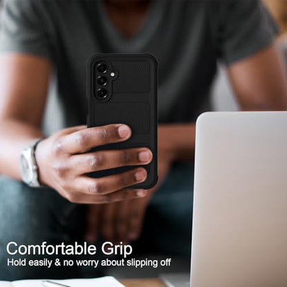 for Samsung Galaxy A16 5G Case with 2 Pack Tempered Glass Screen Protector, [Holster Series] Belt Clip Hard Tough Heavy Duty Rugged Shockproof Protective Cell Phone Case (Black) - color: Black