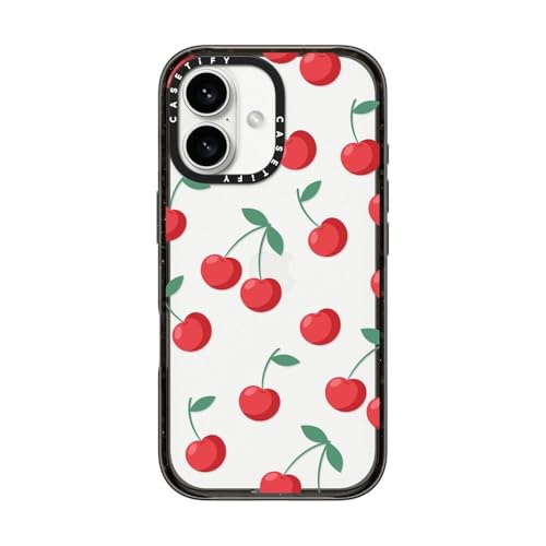 CASETiFY for iPhone 16 Case - Impact | Slim Fit | 8.2 ft. 4X Military Grade Drop Protection | Cherries | Black - color: Cherries, size: Iphone 16 (6.1")