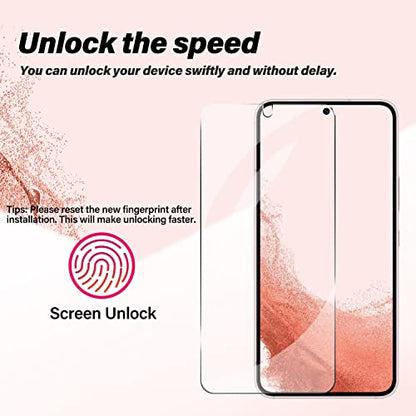 Galaxy S22 Tempered Glass Screen Protector + Camera Lens Protector [ 2 + 2 Pack ][Case Friendly] [Anti-Scratch] [Ultrasonic Fingerprint Unlock] Clear HD Glass Protective Film for Samsung Galaxy S22 - size: Galaxy S22(6.1")