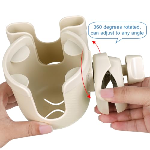 Accmor Stroller Cup Holder with Phone Holder, Bike Cup Holder, Universal Cup Holder for Uppababy Nuna Strollers, 2-in-1 Drinks Holder for Walker, Wheelchair, Scooter - color: All Off White Carbon Fiber Texture