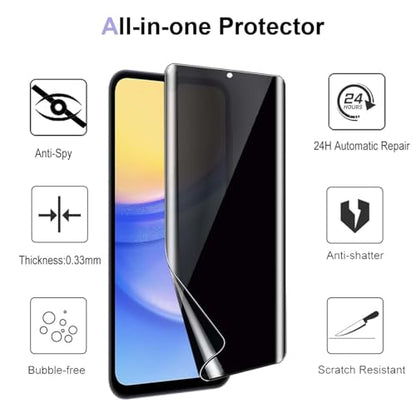 2 Pack for Samsung Galaxy A15 Privacy Screen Protector [Not Glass], Anti-Spy Flexible TPU Film HD Ultra-Thin Bubble Free Case Friendly Full Coverage Hydrogel Film for A15 6.5-inch
