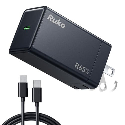 Ruko 65W Type C Charger with Cable, GaN Fast Charger Block - size: Charger + Cable