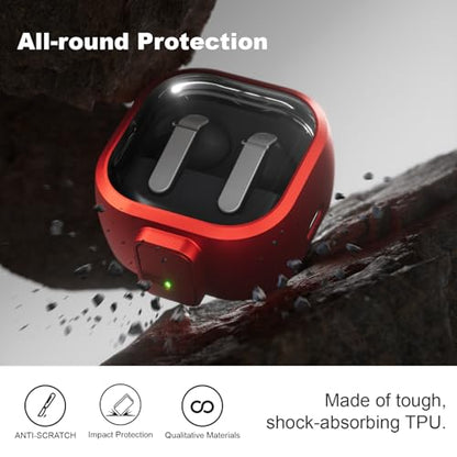 for Samsung Galaxy Buds 4/Buds 4 Pro Case (2026) with Secure Safety Lock Clip,Shockproof Scratch-Resistant TPU Transparent Soft Shell Protective Cover Accessories with Carabiner/Cleaning Kit(Red) - color: Red