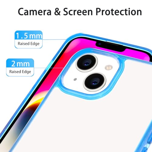 JJGoo Compatiable with iPhone 14 Case Clear, Transparent Shockproof Phone Case, Slim Anti-Scratch Hard PC Back Protective Cover Bumper, Transparent Blue - color: Transparent Blue