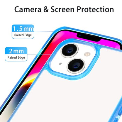JJGoo Compatiable with iPhone 14 Case Clear, Transparent Shockproof Phone Case, Slim Anti-Scratch Hard PC Back Protective Cover Bumper, Transparent Blue - color: Transparent Blue