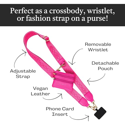Save the Girls Clip & Go Phone Lanyard with Wallet Pouch, Classic Magenta - color: Magenta