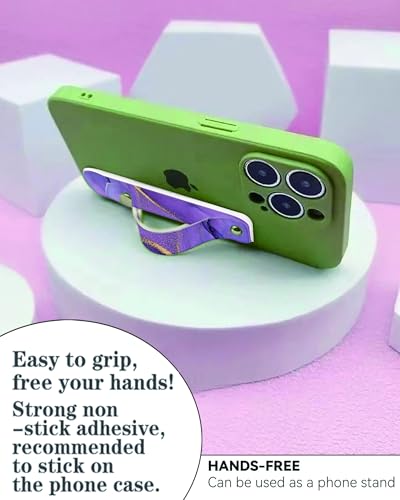 Phone Finger Strap Holder, Portable Phone Grip Loop, Telescopic Silicone Phone Stand, Compatible with Most Smartphones (Purple Marble) - color: Purple Marble