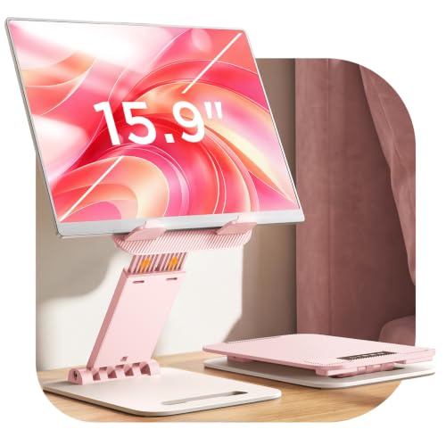 LISEN for iPad Stand Adjustable Tablet Holder Desk, iPad Accessories Pink - color: Pink