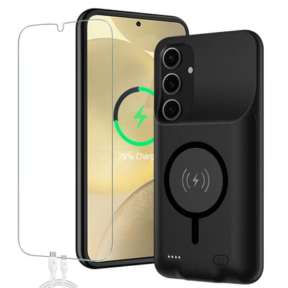 Battery Case for Galaxy S24 Plus,[12000mAh]Large capacity Slim Portable Protective Fast Charging Case Battery Case Compatible with Galaxy S24 Plus(6.7inch) Wireless Charging Case with Carplay-Black - size: Galaxy S24 Plus