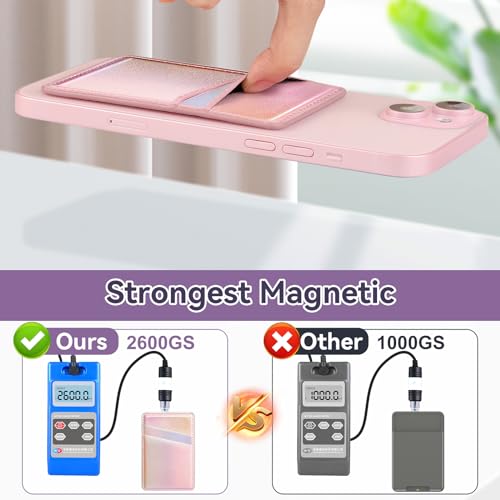 SHANSHUI Magnetic Wallet Compatible for Magsafe, PU Leather Power Magnet Card Holder for Back of Phone Wallet 2 Card Slots Compatible for iPhone 15/14/ 13/12 Series - color: PurpleRainbow