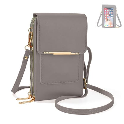 Touchscreen Phone Crossbody Bag,Touch Screen Crossbody Phone Purse,Touchscreen Crossbody Phone Wallet,Compact and Portable - color: Grey