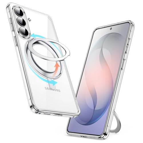 JETech 360° Rotatable Ring Stand Case for Samsung Galaxy S26, Clear | Compatible with MagSafe, Clear Back, Stand & Ring Holder, Shockproof Protection - color: Clear, size: Galaxy S26