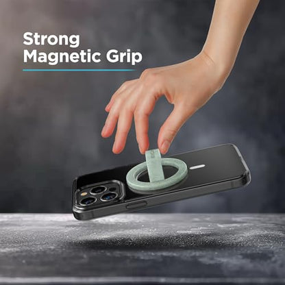 2-Pack Magnetic Phone Grip Holders Compatible with MagSafe, Soft-Touch Silicone Finger Loops for iPhone, Comfortable and Secure Fit (Clear Sparkle & Green Glitter) - color: Mint Glitter