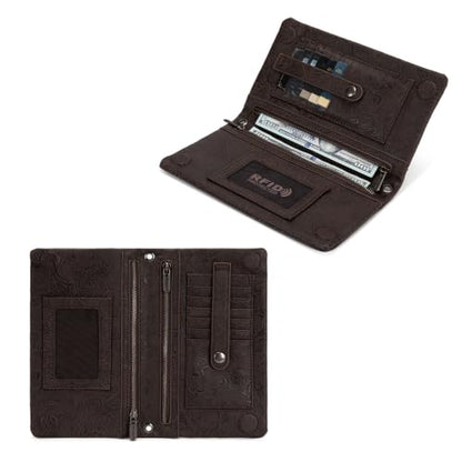 Montana West Wrangler Crossbody Wallet Purse for Women Western Floral Embossed Clutch Small Purse Credit Card Holder - color: C-Coffee