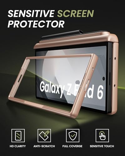 for Samsung Galaxy Z Fold 6 Case with S Pen Holder, Rose Gold - color: Rose Gold-P