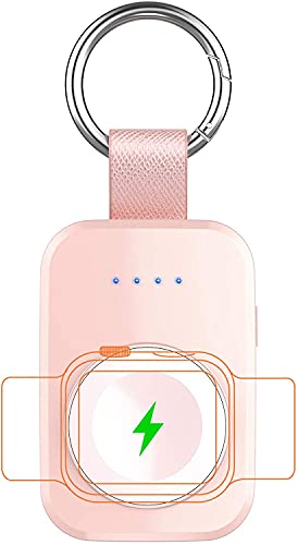 iVALUX Portable Wireless Charger for Apple Watch Travel Keychain Power Bank - color: Pink