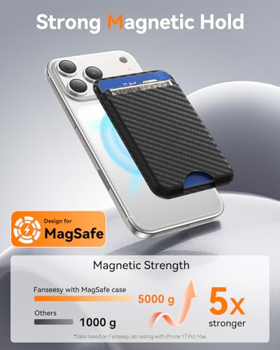 for MagSafe Wallet, 5 Card Holder, Slim Leather Magnetic Wallet for iPhone 17/16/15/14/13/12 Pro Max Plus Air Series, 1 Card Slots & 1 Cash Slot,Carbon Fiber - color: Carbon Fiber