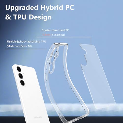 for Samsung Galaxy S25 FE Clear Case with 2 Pack Screen Protector, Shockproof Soft TPU Bumper and Hard PC Back Phone Case,Non-Yellowing,Anti-Scratch,Slim Fit Cover Case for Galaxy S25FE. - color: Samsung Galaxy S25 FE