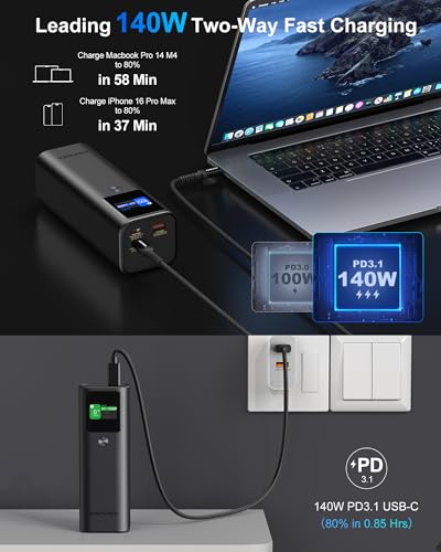 AsperX Laptop Power Bank, 27,600mAh 162.5W PD3.1 Charging Aluminum Unibody - color: Deep Grey