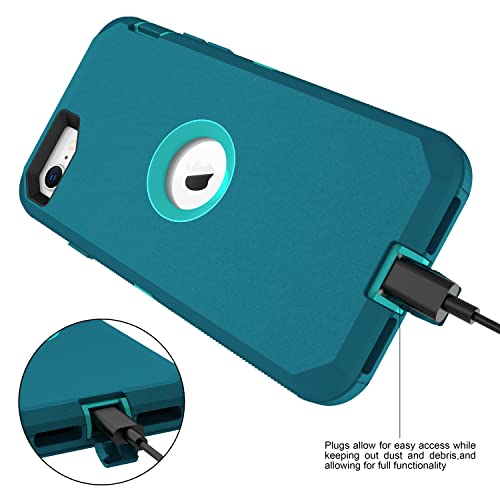 MXX Case Designed for iPhone SE 2022 /SE 2020 Heavy Duty Protective Case with Screen Protector [3 Layers] Rugged Rubber Shockproof Protection Cover & Rotating 360 Degree Belt Clip (Turquoise) - color: Turquoise