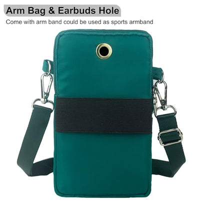 Small Crossbody Bag for Women, Multi Zip Pockets Nylon Wallet Purse Credit Card Holder with Detachable Hand Strap - color: Green