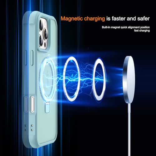SKYLMW Compatible with iPhone 16 Pro Max Case with Stand,Blue | iPhone 16 Pro Max Phone Case 6.9",Magnetic Ring Stand,Compatible with MagSafe,Military-Grade Protection,Great Grip Feeling - color: Blue, size: Iphone 16 Pro Max