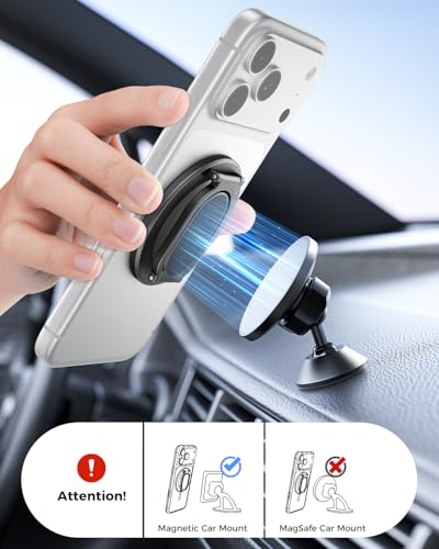 SUPERONE for MagSafe Phone Grip, Dual-Sided Magnetic Phone Ring Holder - color: Dark Gray